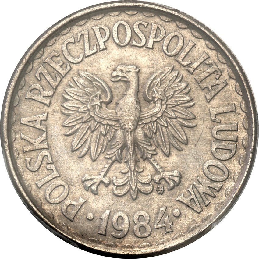PRL PRÓBA miedzionikiel 1 złoty 1984 BEZ NAPISU PCGS AU